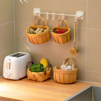 Handwoven Bamboo Storage Basket for Ginger and Garlic, Wall-Mounted Kitchen Organizer