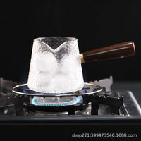 Wooden Handle Hammered Glass Gongdao Bei Tea Pitcher