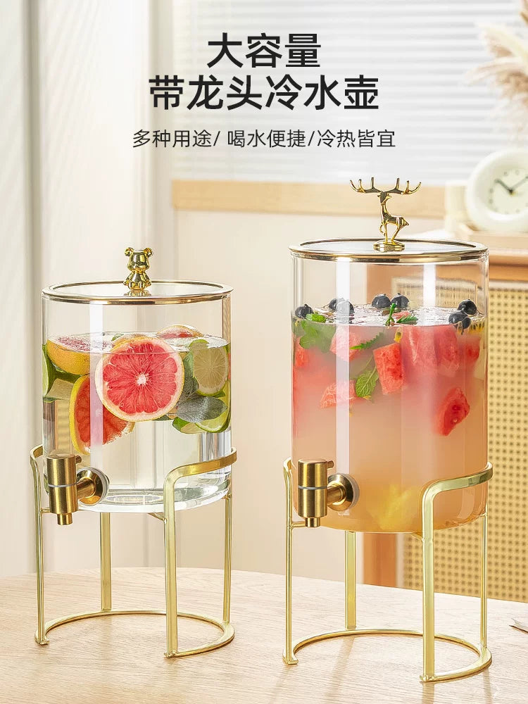 Commercial Large Capacity Cold Water Dispenser with Faucet Beverage Bucket Fruit Tea Container High Temperature Resistant Cold Drink Pitcher