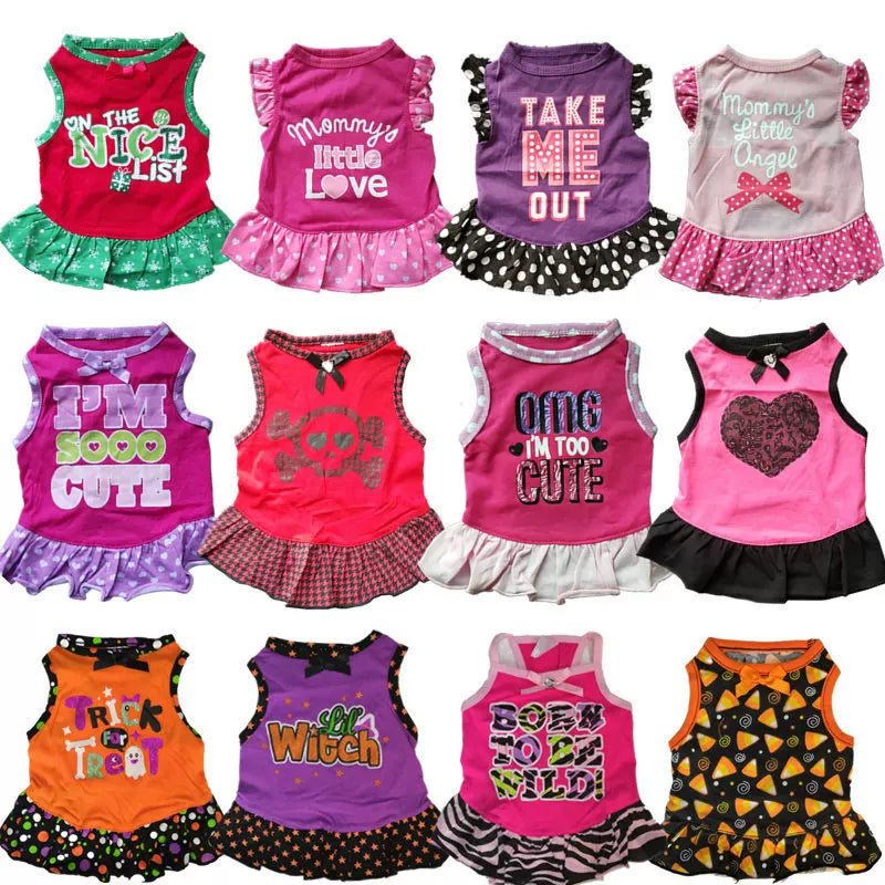 Cotton Teddy Dog Dress for Small to Medium Breeds - Summer Thin Pet Apparel