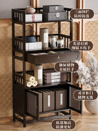 New Chinese Style Tea Cabinet Side Table with Storage Shelves and Drawers