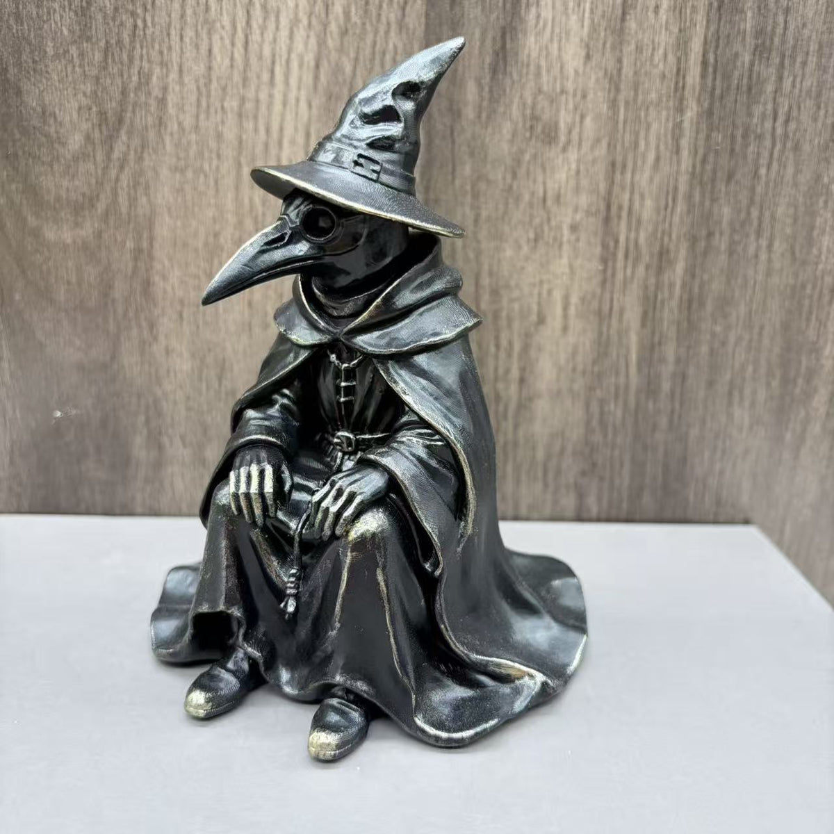 Gothic Raven Wizard Statue for Home & Garden Decor, Halloween Craft