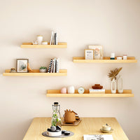 Nordic Style Solid Wood Wall Shelf for Living Room, Nail-Free Installation