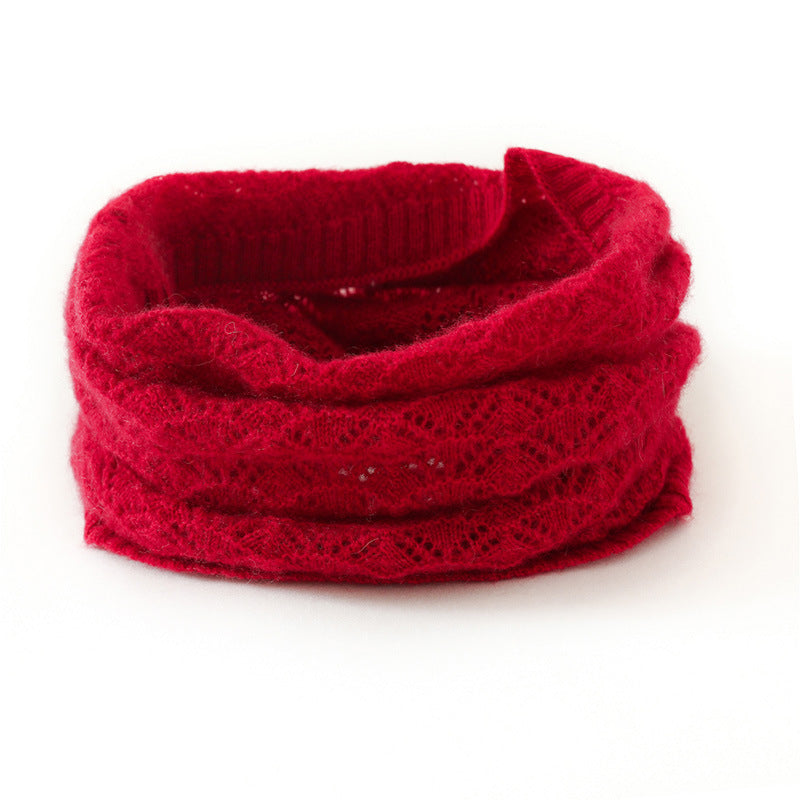 Cashmere Knitted Neck Warmer Scarf with Hollow-out Design