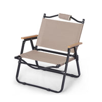Portable Kermit Camping Chair with Beech Wood Armrests, Foldable Outdoor Fishing Beach Picnic Chair