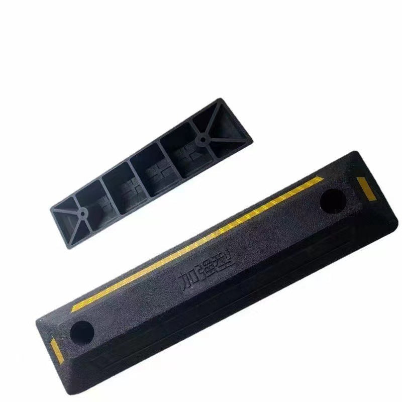 Rubber Parking Wheel Stop with Reflective Strips, Car Stopper for Garages and Driveways