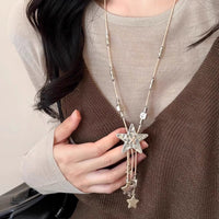 Vintage Industrial Style Braided Rope Star Tassel Necklace Pendant
