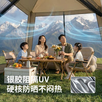 Outdoor Camping Dome Tent with Mesh Screen and Rainproof Tarp, Silver-Coated Sun Protection, Large Space