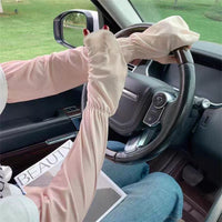 Women's UV Protection Driving Gloves with Arm Sleeves, Ice Silk Thin Long Fingerless Design for Cycling and Outdoor Activities