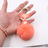 Cute Fox Leather Keychain Pendant for Women's Handbags and Wallets