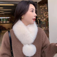 Korean Style Plush Scarf for Women, Fashionable Warm Neck Warmer, Thickened Cold Protection