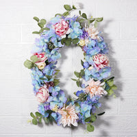 Artificial Hydrangea Peony Eucalyptus Wreath for Front Door Wall Decor