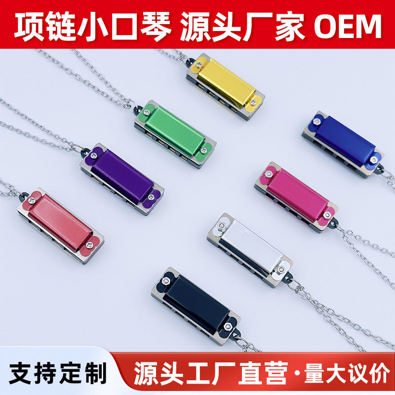 Mini 4-Hole 8-Tone Harmonica Necklace for Kids, Beginner Musical Toy & Pendant