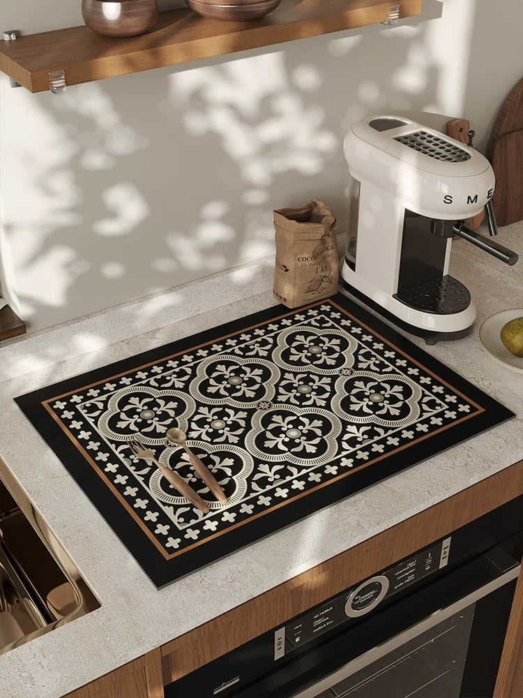 Diatomaceous Earth Kitchen Sink Drying Mat, Super Absorbent Non-Slip Quick Dry Countertop Mat for Bathroom