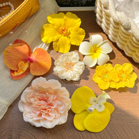Flower Hair Clips for Women, Side Bangs Duckbill Clips, Cute Plumeria Hair Accessories for Travel & Beach