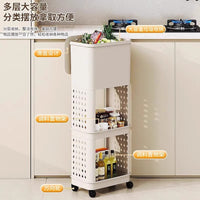 Tall Kitchen Trash Can with Lid and Storage Shelf, Large Capacity, Movable