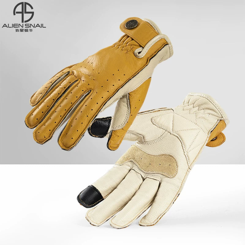 Alien Snail V5 Motorcycle Gloves Sheepskin Touchscreen Anti-slip Wear-resistant for Men Women Spring Autumn