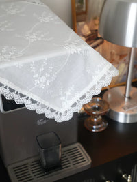 French Embroidered Cotton Appliance Dust Cover & Placemat for Water Dispenser, Rice Cooker, Air Fryer, Coffee Machine