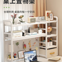 Desktop Storage Organizer Shelf with Pegboard for Office and Study Tables