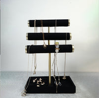 3-Tier Velvet Jewelry Display Stand for Bracelets and Necklaces