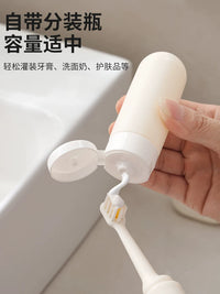 Portable Travel Toothbrush Holder & Mouthwash Cup Set with Dispenser Bottle