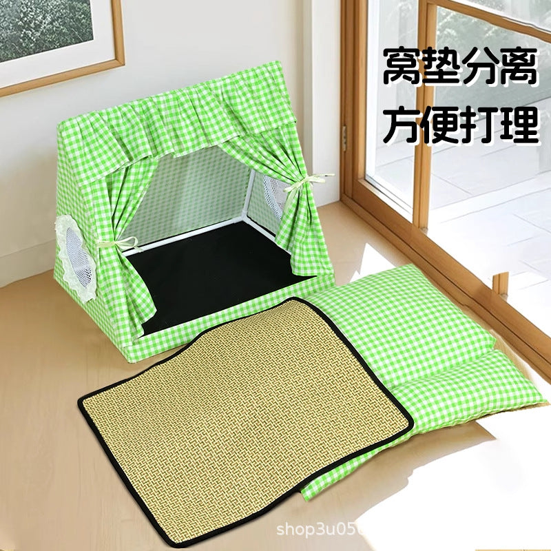 Pet Tent Bed for Cats and Small Dogs, Washable Semi-Enclosed Pet House, All Seasons
