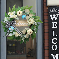 50cm Eucalyptus and White Pumpkin Autumn Wreath for Front Door Decor
