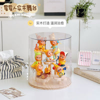 Wooden Display Case with Clear Dust Cover for Blind Box Figures and Collectibles, Multi-layer Staircase Design