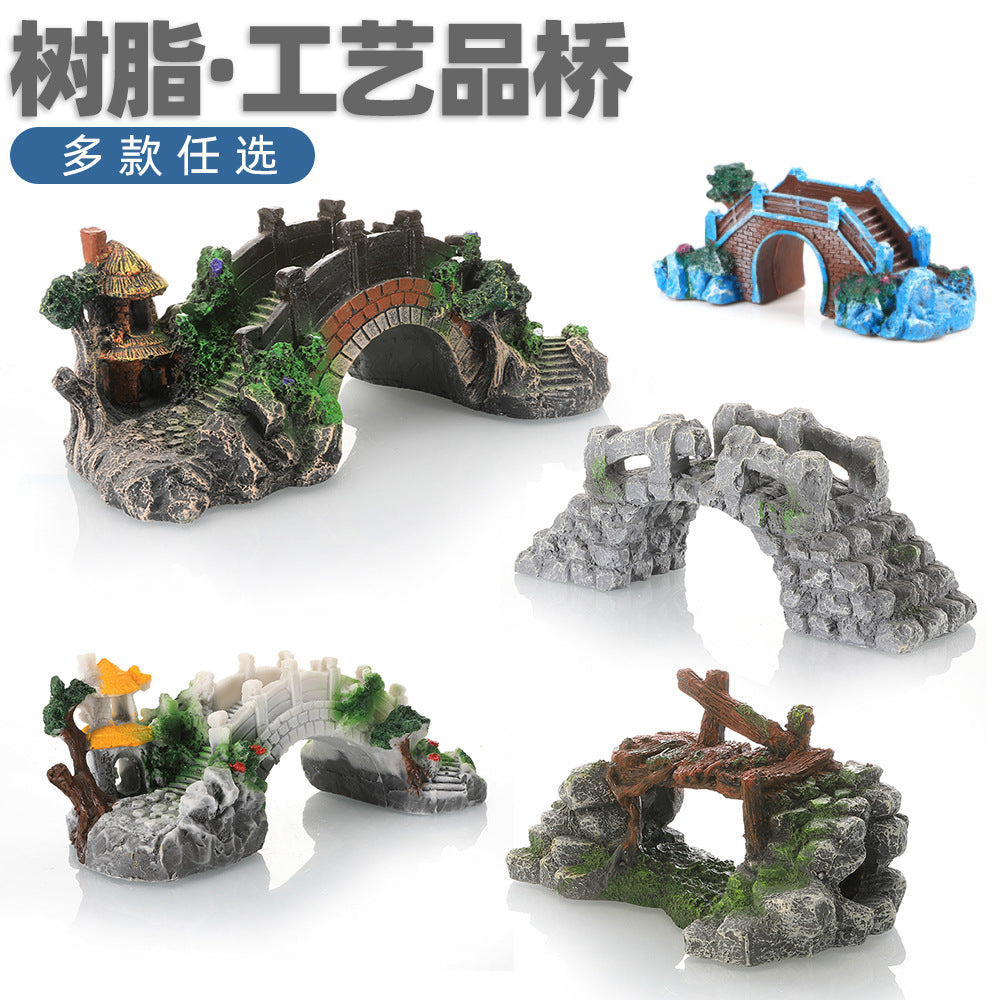 Aquarium Resin Bridge Ornament Fish Tank Decoration