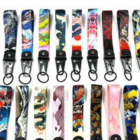 Japanese Ukiyo-e Wave Landscape Digital Print Keychain with Lobster Clasp for Bags