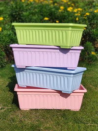 Rectangular Resin Planter Box with Tray for Vegetables and Plants, Thickened Balcony Garden Pot