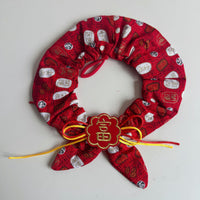 Pet Wedding Scarf Collar with Bow Tie for Cats and Dogs, Festive Red Accessory for New Year Celebrations