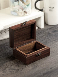 Black Walnut Solid Wood Vintage Rectangular Storage Box with Lock
