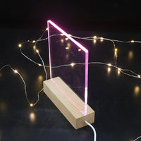 LED Message Board with Luminous Acrylic Panel and Wooden Base, Erasable DIY Night Light