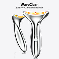 WaveClean EMS Microcurrent Facial & Neck Massager with Red & Blue Light Therapy