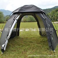 Double-Layer Hexagonal Camping Tent with Silver Coating for 6 People, Waterproof and Sun Protection