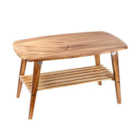 Solid Wood Foldable BBQ Table for Home Use, Multi-functional Outdoor Charcoal Grill and Warming Basin for Winter Tea Gatherings