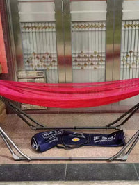 BANMAI Vietnamese Hammock with Black Steel Stand, Foldable Indoor/Outdoor Camping & Beach Bed