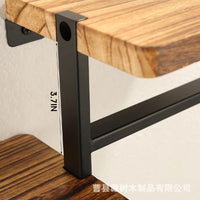 Wall Mounted Wooden Toilet Paper Holder with Iron Frame for Bathroom and Hotel