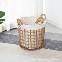 Laundry Hamper Woven Imitation Rattan Storage Basket for Home Bedroom Bathroom Toys Clothes