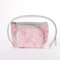 3-Piece Embroidered Waterproof Travel Cosmetic Bag Set