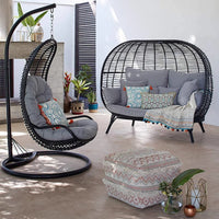 Outdoor Rattan Swing Chair Bird's Nest Hanging Basket for Balcony Garden Patio