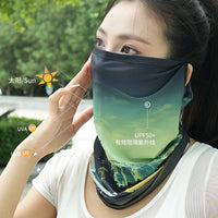 Unisex Summer Ice Silk Neck Gaiter with Ear Loops - UV Protection for Outdoor Cycling & Sports