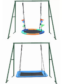 Kids Outdoor Oxford Cloth Disc Swing with Seat and Flag Options