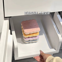 Creative 9-Grid Silicone Ice Cube Tray with Lid, Food-Grade Stackable Ice Box for Home Use, Biscuit Shape Ice Mold