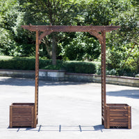 Outdoor Carbonized Anti-Corrosion Solid Wood Garden Arch Arbor with Planter Options