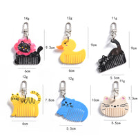 Cartoon Cat Mini Comb Keychain Pendant Portable Hair Brush Charm