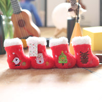 Cute Christmas Boot Plush Keychain Pendant