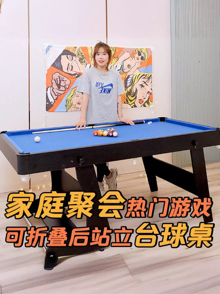 Foldable American Pool Table for Home Indoor Use - Family Party Chinese Eight Ball Billiards Table