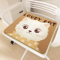 Winter Plush Faux Cashmere Seat Cushion for Office & Students, Cartoon Animal Design, Warm & Comfortable